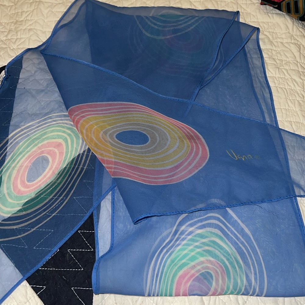 Vintage Vera Neumann oblong sheer Japan scarf MCM 36” x 7”